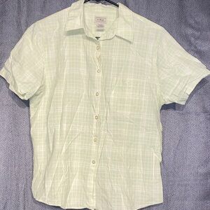 L.L. Bean Women's Light Green Plaid Button Down Shirt